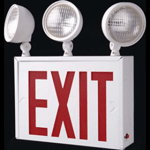 Cooper Lighting RCS283LED Sure-Lites LED Exit Sign, Double Face, 3 Heads, White with Red Letters 