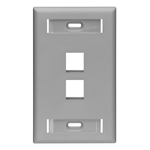 Leviton 42080-2GS QuickPort Wallplate with ID Windows, Single Gang, 2-Port, Grey
