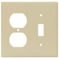 Cooper, 2138V-BOX, 2 Gang 1 Duplex Receptacle 1 Toggle Switch, Ivory, Wall Plate