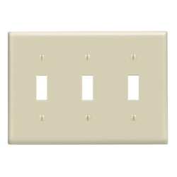 Mulberry, 84873, 3 Gang 3 Toggle Switch, Jumbo, Metal, Ivory, Wall Plate