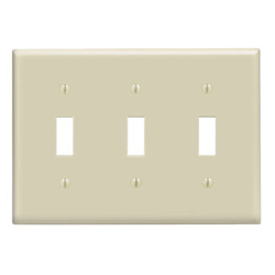 Mulberry, 92873, 3 Gang 3 Toggle Switch, Jumbo, Ivory,Wall Plate