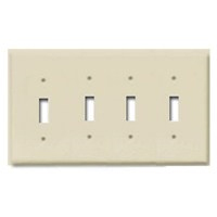Mulberry, 84074, 4 Gang 4 Toggle Switch, Metal, Ivory, Wall Plate