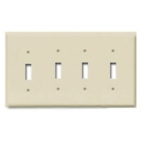 Leviton, 2154V-BOX, 4 Toggle Switch, Ivory, Wall Plate