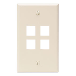 Leviton, QuickPort&reg; Single Gang 4-Port Wallplate, 41080-4TP