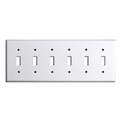 Mulberry, 97076, 6 Gang 6 Toggle Swtich, Stainless Steel, Wall Plate