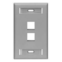 Leviton 42080-2GS QuickPort Wallplate with ID Windows, Single Gang, 2-Port, Grey