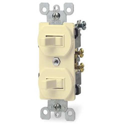 Leviton, 5224-2I, Traditional Style Single-Pole / Single-Pole AC Combination Switch