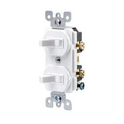 Leviton, 5224-2W, Traditional Style Single-Pole / Single-Pole AC Combination Switch