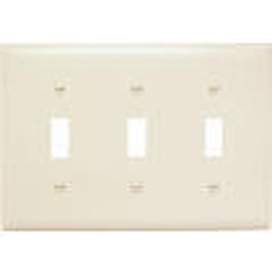 Leviton, 78011, 3 Gang 3 Toggle Switch, Light Almond, Wall Plate