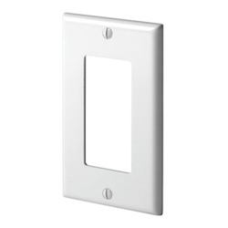 Leviton, 80401-NW, 1 Gang Decora/GFI, White, Plastic Nylon, Wall Plate