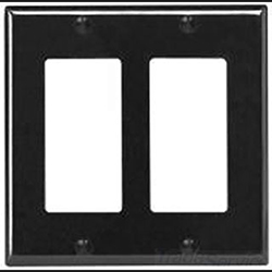 Leviton, 80409-E, 2 Gang 2 Decora/GFI, Black, Wall Plate 