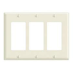 Leviton, 80411-A, 3 Gang 3 Decora/GFI, Almond, Wall Plate 