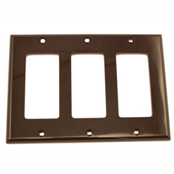 Leviton, 80411, 3 Gang 3 Decora/GFI, Brown, Wall Plate 