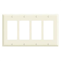 Leviton, 80412-A, 4 Gang 4 Decora/GFI, Almond, Wall Plate 