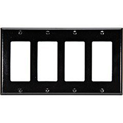 Leviton, 80412-E, 4 Gang 4 Decora/GFI, Black, Wall Plate 