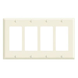 Leviton, 80412-T, 4 Gang 4 Decora/GFI, Light Almond, Wall Plate