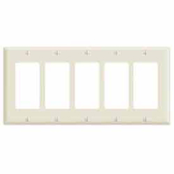 Leviton, 80423-A, 5 Gang 5 Decora/GFI, Almond, Wall Plate 