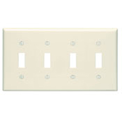 Leviton, 82012, 4 Gang 4 Toggle Switch, Almond Wall Plate 