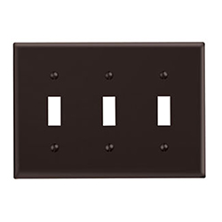 Mulberry, 91073, 3 Gang 3 Toggle Switch Lexan, Brown, Wall Plate 