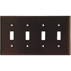 Leviton, 85012, 4 Gang 4 Toggle Switch, Brown, Wall Plate 