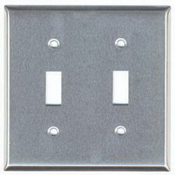 Mulberry, 97072, 2 Gang 2 Toggle Switch, Stainless Steel, Wall Plate