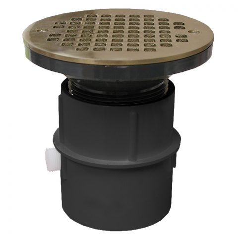 Jones Stephens, D53106, 3" PVC Over Pipe Fit Drain Base with 3" Plastic Spud and 6" Nickel Bronze Strainer , M78336 