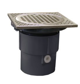 Jones Stephens, D59900, 3" x 4" PVC Pipe Fit Drain Base with 3-1/2" Plastic Spud and 5" Nickel Bronze Strainer, M78331