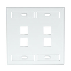 Leviton, QuickPort&reg; Dual-Gang 4-Port Wallplate, 42080-4WP