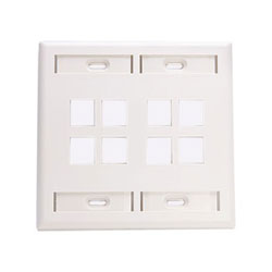 Leviton, QuickPort&reg; Dual-Gang 8-Port Wallplate, 42080-8WP