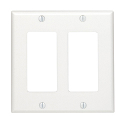 Leviton, 80409-W, 2 Gang 2 Decora/GFI, White, Wall Plate 