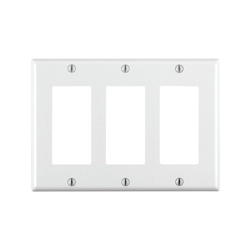 Leviton, 80411-W, 3 Gang 3 Decora/GFI, Wall Plate 