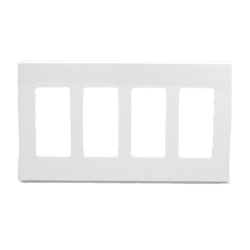 Leviton, 80312-SW, 4-Gang Decora Plus Wallplate Screwless Snap-On Mount, White