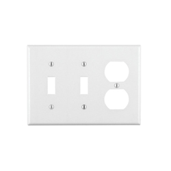 Leviton, 88021, 3-Gang 2-Toggle 1-Duplex Device Combination Wallplate, White