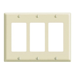 Leviton, PJ263-T, 3 Gang 3 Decora/GFI, Light Almond, Midway, Wall Plate