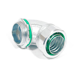 90&deg; Angle Connectors, 2 1/2" Size, Malleable Iron Body, Reusable Fittings, Steel, Zinc Plated