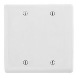 Hubbell, 2-Gang Blank Wall Plate, Nylon, NP23W