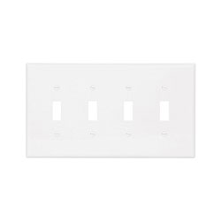 Cooper Wiring Devices, 4-gang Mid-Size Polycarbonate Toggle Switch Wallplate, PJ4W