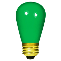 Satco S3962 - 11 Watt - S14 Opaque Green - 2500 Life Hours - 130 Volt - 4 Pack