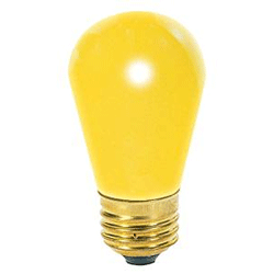 Satco S3960 11 Watt S14 Incandescent 130 Volt Medium Base Light Bulb Ceramic Yellow, 4 Pack 
