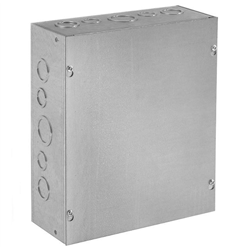  Hoffman ASE8X8X4 Pull Box, NEMA 1, Screw Cover, 8" x 8" x 4", Steel/Gray, KOs 