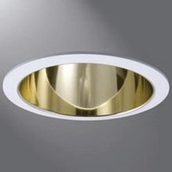 Cooper Lighting 405RG HaloÂ® 6 Inch Specular Reflector Trim; 150 Watt, White Trim With Gold Reflector