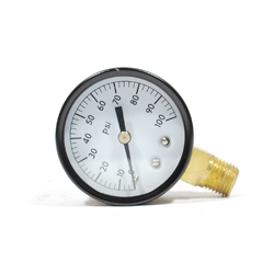 Wal-Rich, Pressure Gauge, 2 In. Dial, 100 PSI, 1/4 In. NPT, 1712008