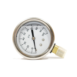 Wal-Rich, Silicon Liquid-Filled Gauge, 2-1/2 In. Dial, 1/4 In. NPT, 100 PSI, 1712604