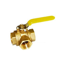 Approved Vendor, Full Port 3-Way L-Port Ball Valve with Reversible Handle, 40644