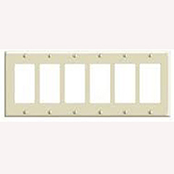 Leviton, 80436-A, 6 Gang 6 Decora/GFI, Almond, Wall Plate 