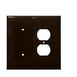 Mulberry, 91542, 2 Gang 1 Duplex Receptacle 1 Blank Lexan, Brown, Wall Plate 