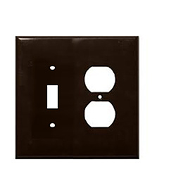 Mulberry, 91532, 2 Gang 1 Duplex Receptacle 1 Toggle Switch Lexan, Brown, Wall Plate 