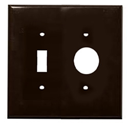 Mulberry, 91512, 2 Gang 1 Single Receptacle 1 Toggle Switch Lexan, Brown, Wall Plate 