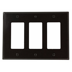 Mulberry, 91403, 3 Gang 3 Decora/GFCI Lexan, Brown, Wall Plate 