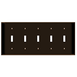 Mulberry, 91075, 5 Gang 5 Toggle Switch Lexan, Brown, Wall Plate 